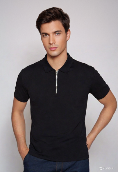 Black Knitted Zipper Shirt